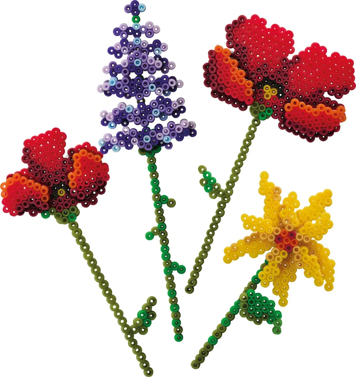 SES Creative Beedz Art 3D Mini Bloemen Boeket - 1600 Strijkkralen - 8 Kleuren