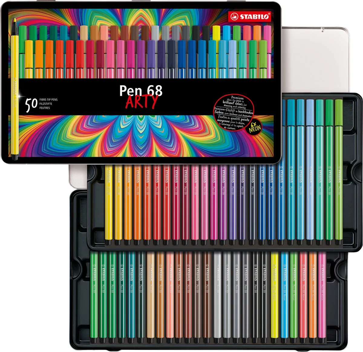 STABILO Pen 68 Premium Viltstift - 50 Kleuren Multicolor