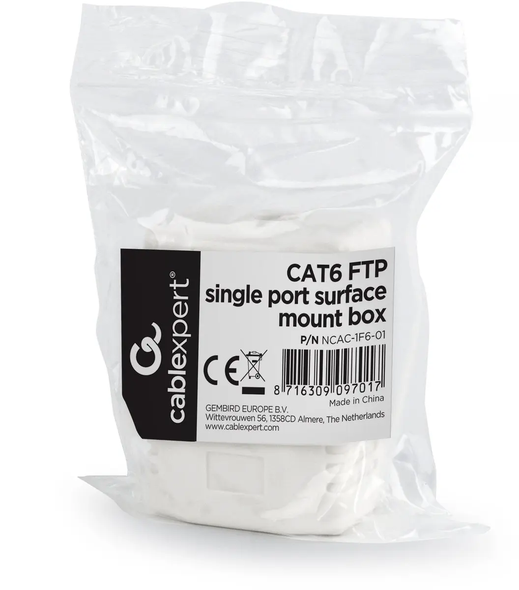 Cablexpert CAT6 FTP LAN-opbouwdoos 1-poorts - Wit