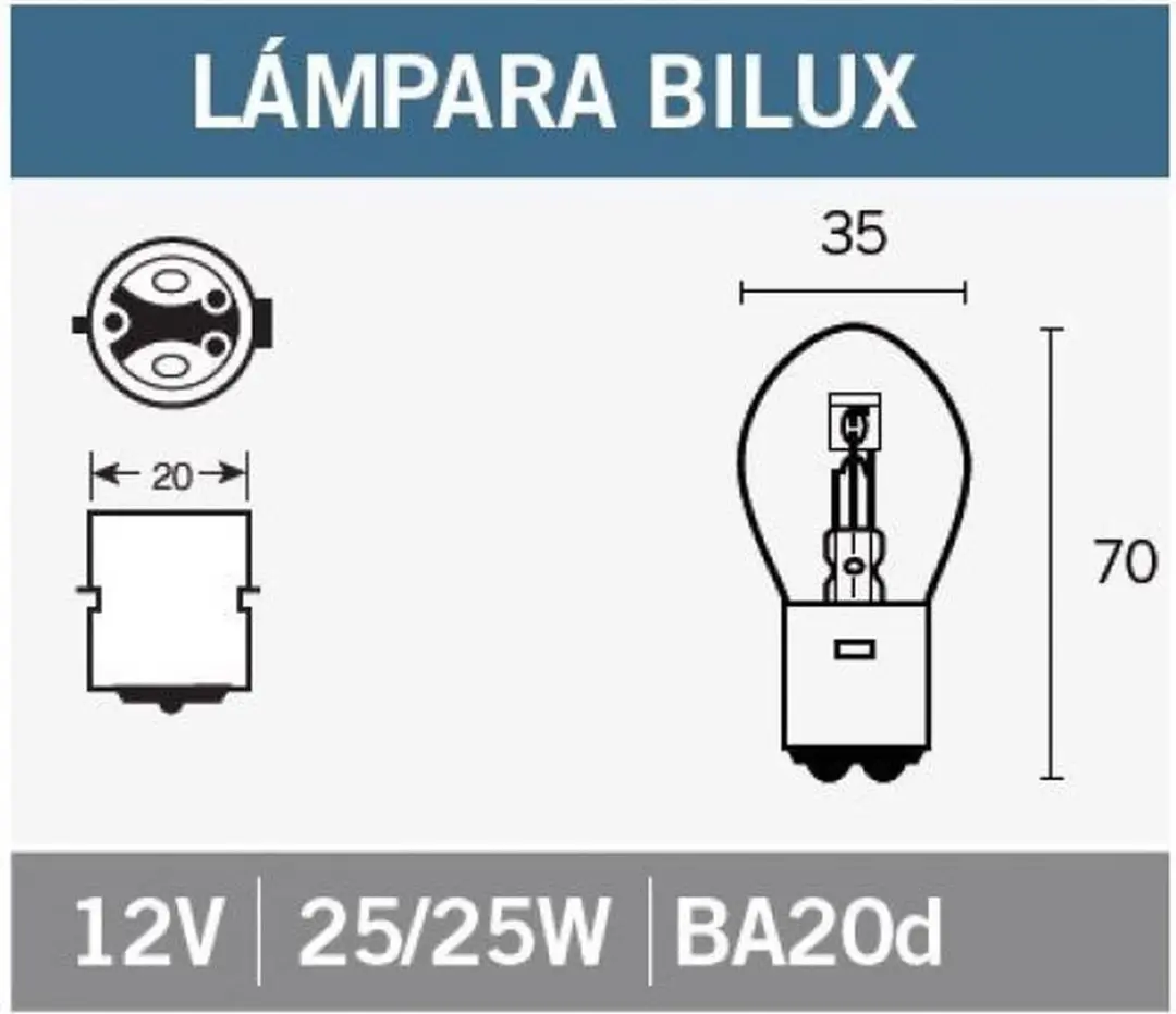 ampul vicma bilux 12v 25/25w culot type ba20d pour moto auto scooter neuf