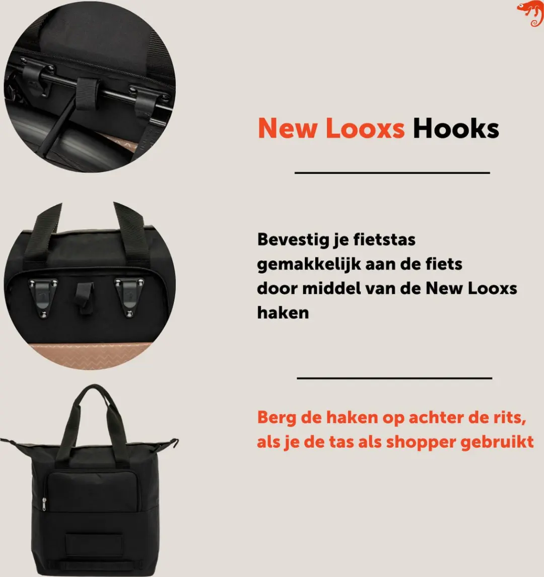New Looxs Oslo Kota Fietstas - 24L - Black-Green - afbeelding 4 van 6