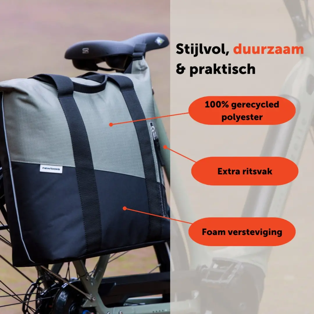 New Looxs Oslo Kota Fietstas - 24L - Black-Green - afbeelding 3 van 6