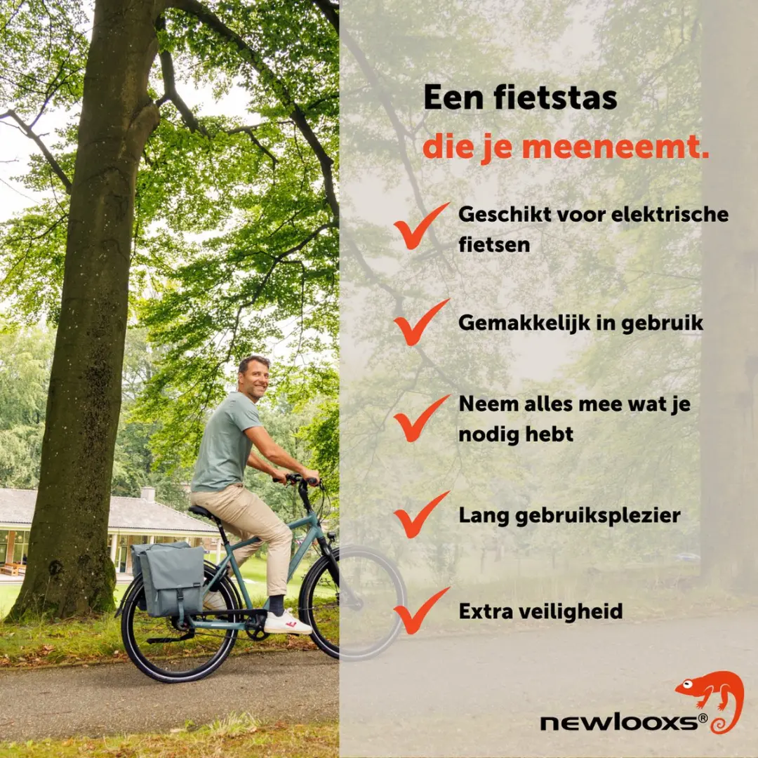 New Looxs Tulum Double Dubbele Fietstas 32L - Grijs-Groen - afbeelding 6 van 6