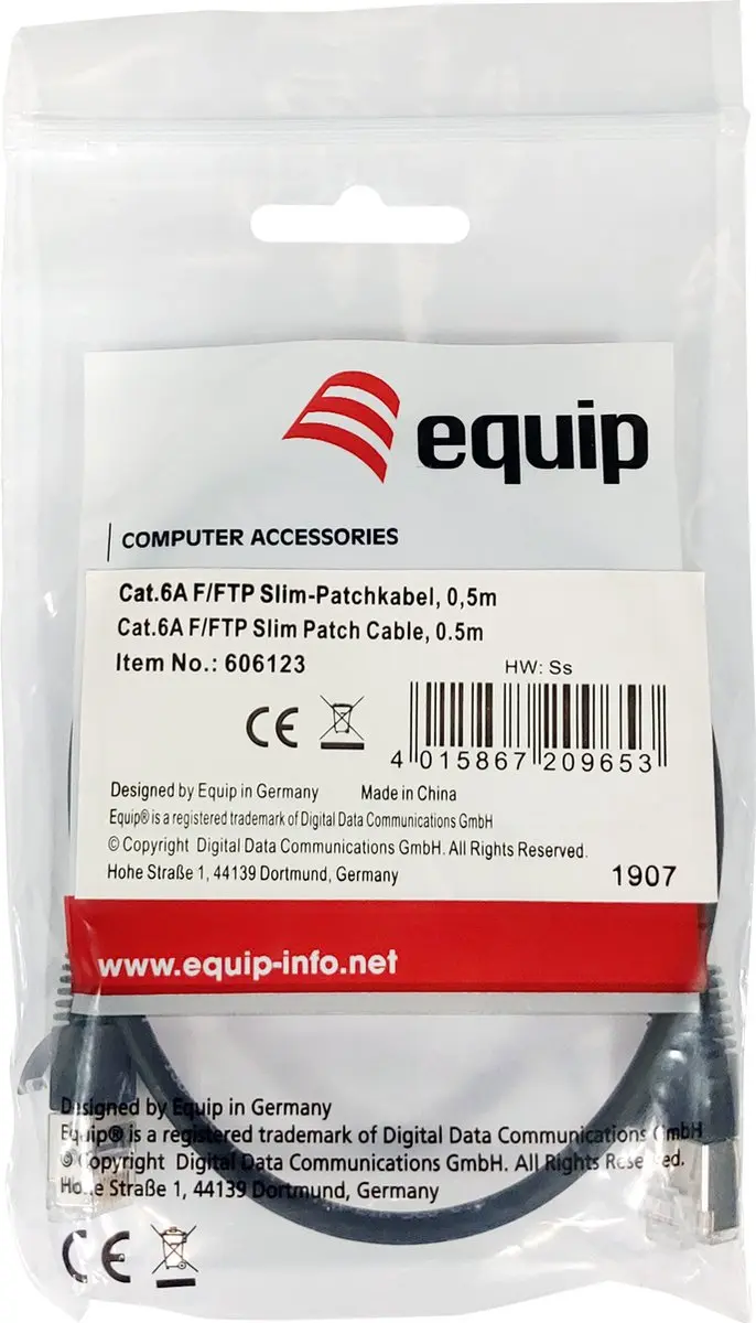Equip 606123 Patchkabel Cat6A S/FTP 0,5m - Zwart - afbeelding 4 van 5
