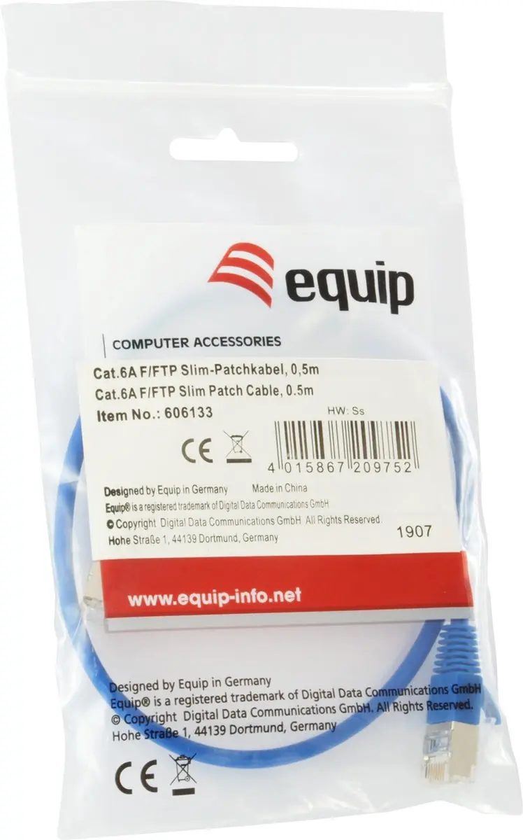 Equip 606133 Patchkabel Cat6A S/FTP 0,5m - Blauw - afbeelding 5 van 5