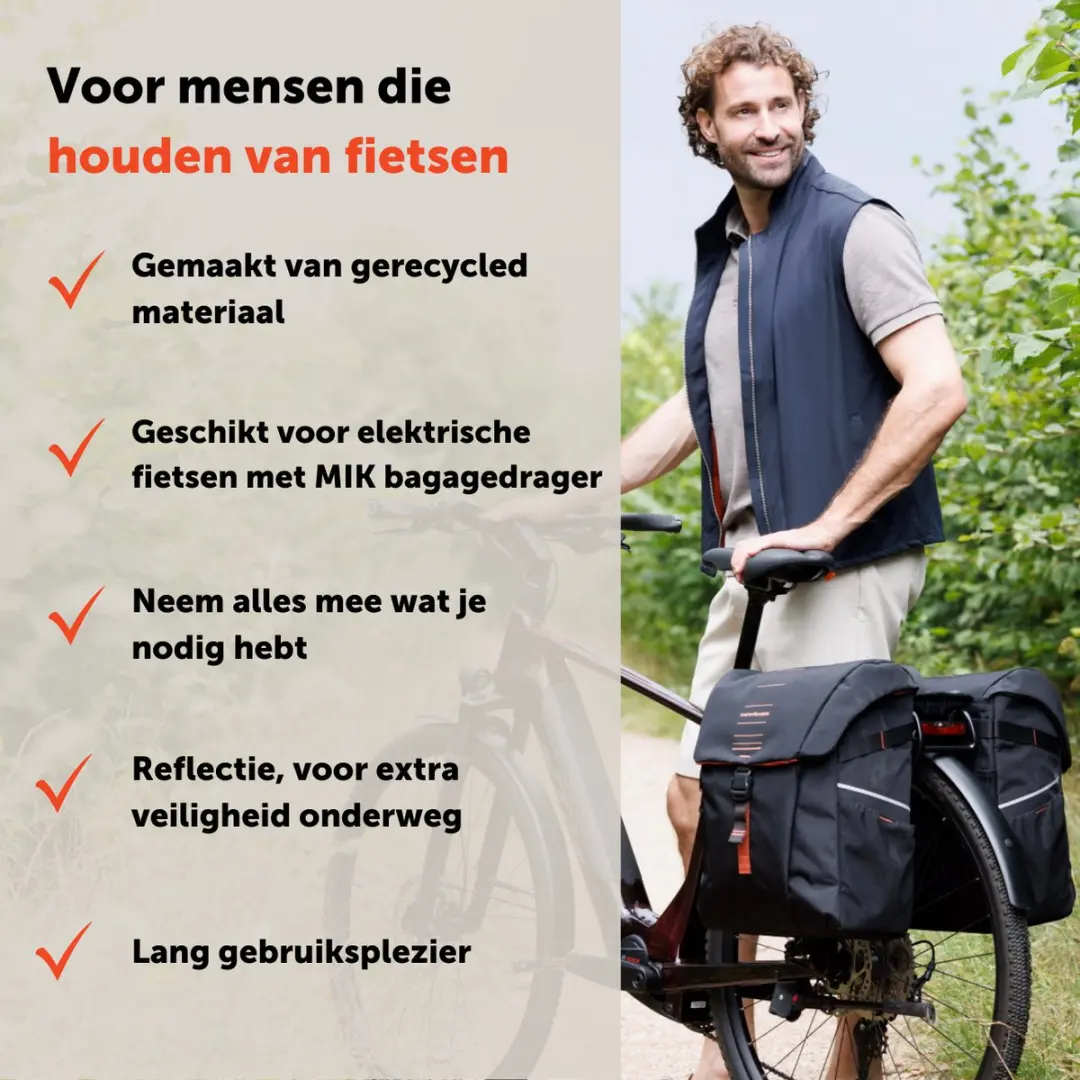New Looxs Vigo Double Racktime 2 Dubbele Fietstas 40L - Zwart Oranje