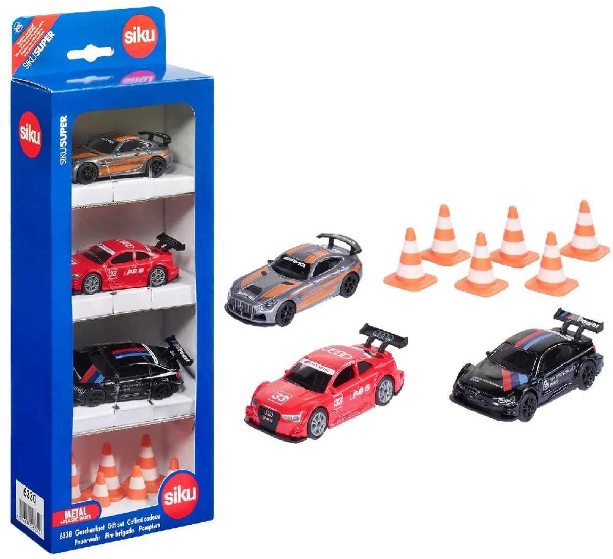 SIKU 6331 Cadeauset Race - Mercedes-AMG GT4/Audi RS 5/Bmw M4 - 6 Verkeerskegels - afbeelding 6 van 6