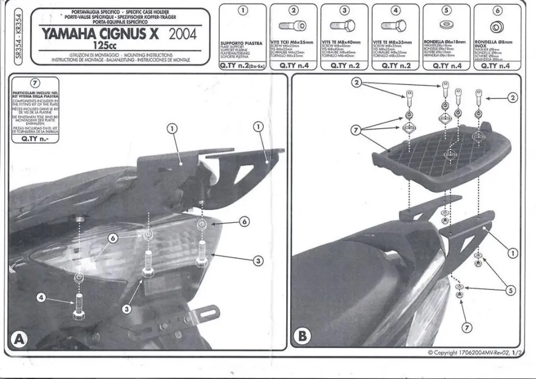 Givi MonoLock Topkaststeun Yamaha Cygnus X 125 SR354 - Zwart