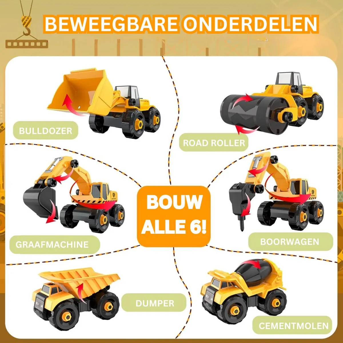 Vtech Bouwvoertuig Graafmachine 6-in-1 - Geel/Zwart