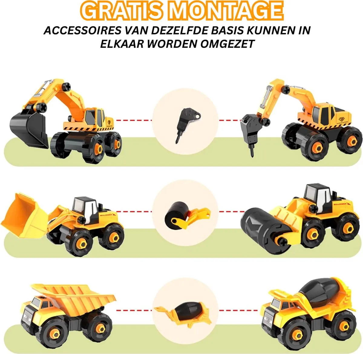 Vtech Bouwvoertuig Graafmachine 6-in-1 - Geel/Zwart