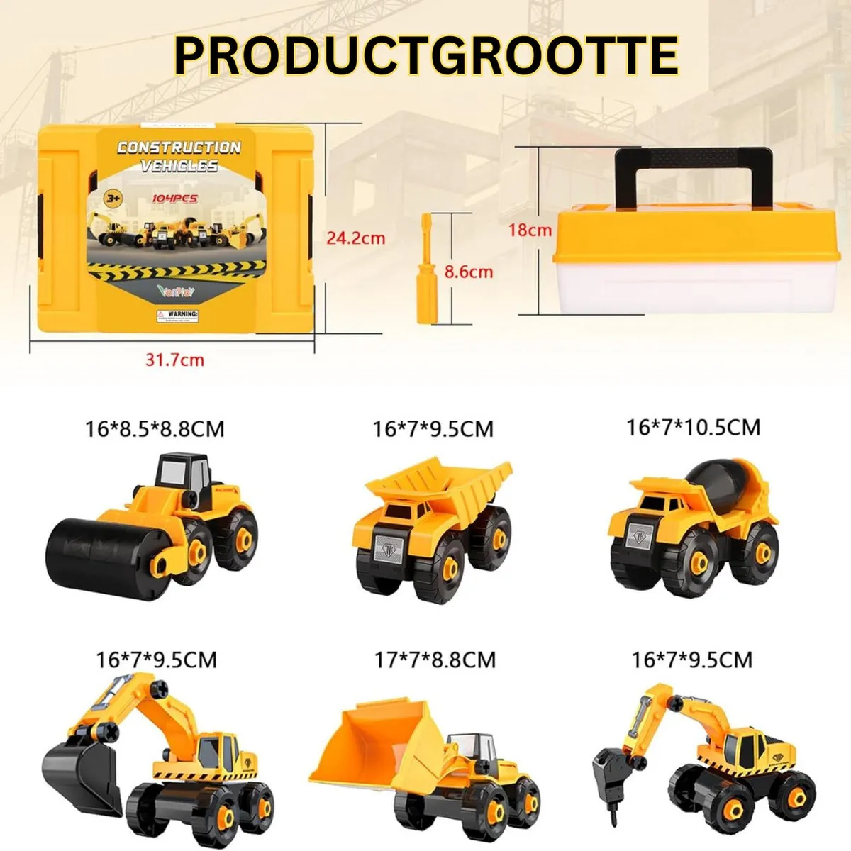 Vtech Bouwvoertuig Graafmachine 6-in-1 - Geel/Zwart