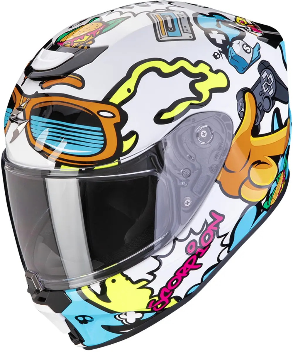 Scorpion EXO-JNR Fun Wit Blauw Integraalhelm