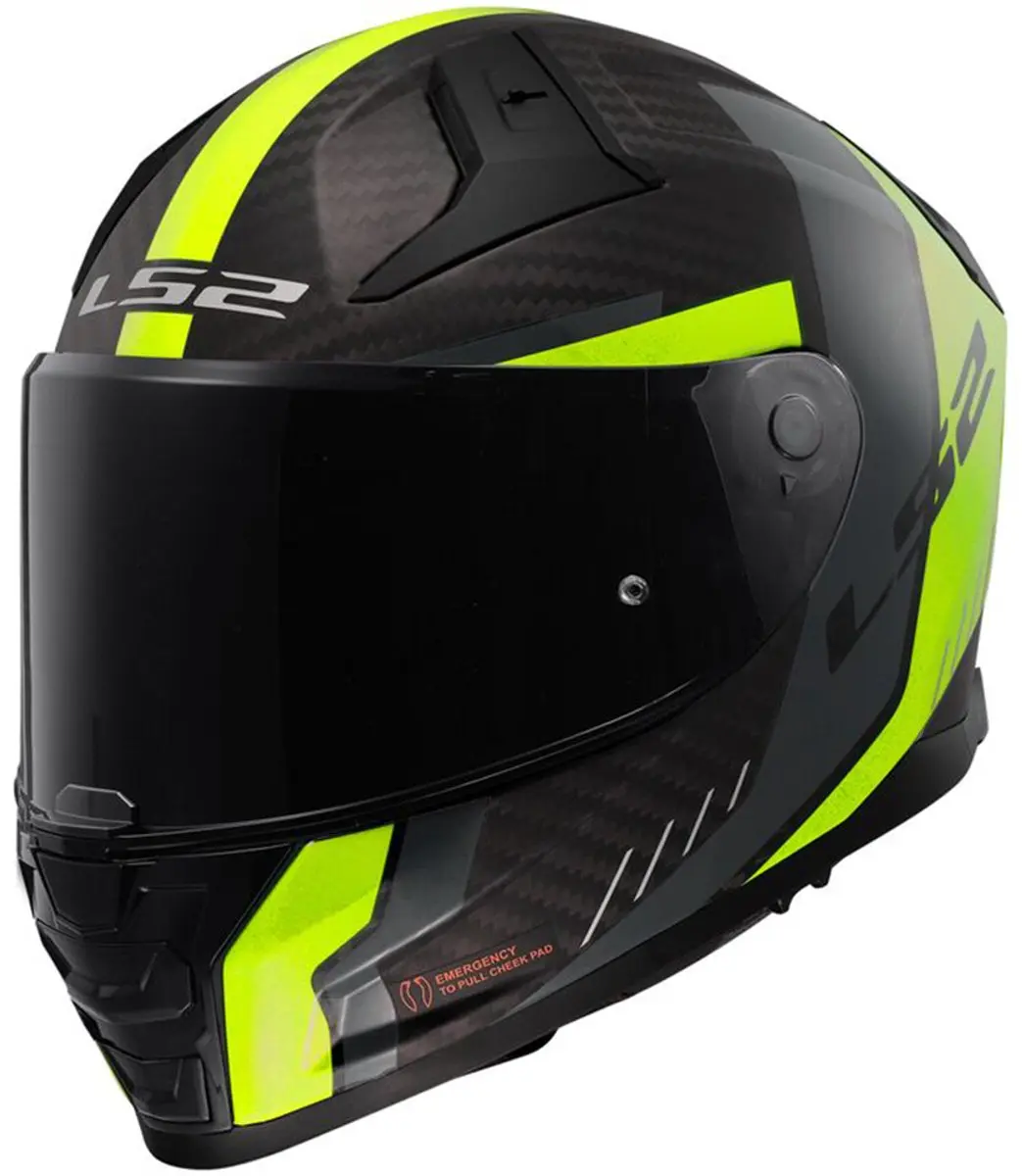 LS2 FF811 Vector II Carbon Grid Mat Zwart Fluo Geel Integraalhelm