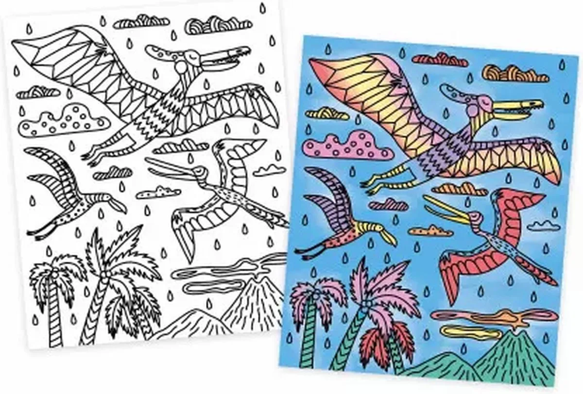 Janod Magisch Schilderij Dinosaurus - Waterverf - 6 Kunstwerken