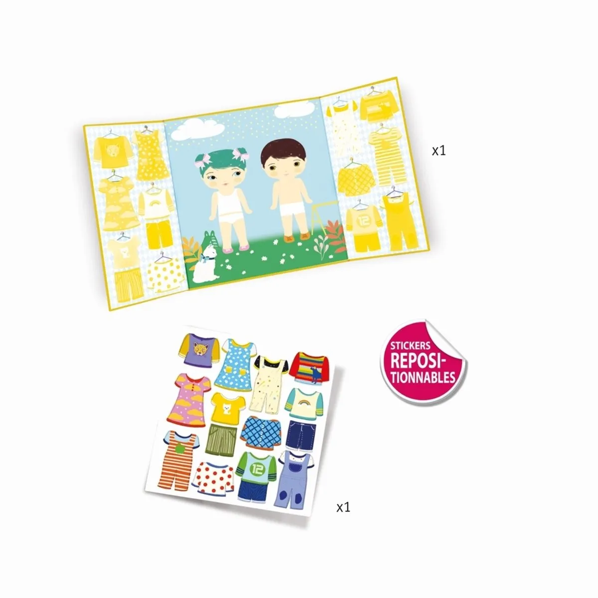 Djeco Herbruikbare Kledingstickers Multicolor - 14 Stuks