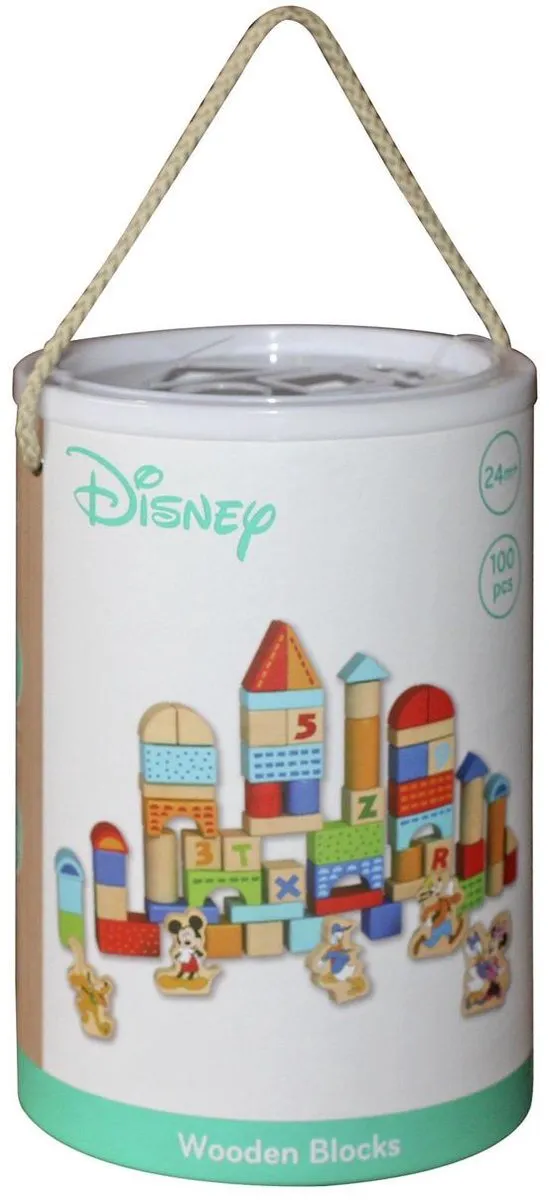 Disney Mickey Mouse Junior Blokkenset Hout - 100 Stuks Multicolor