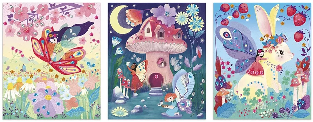 Janod Magic Fairies Creatief Pakket - Strassversiering - 3 Afbeeldingen - Multicolor