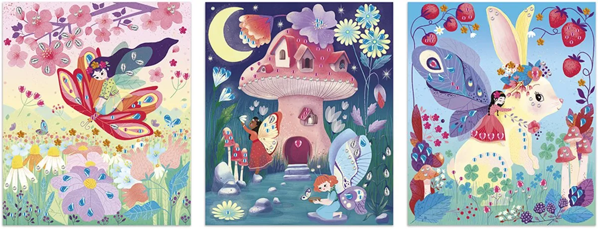 Janod Magic Fairies Creatief Pakket - Strassversiering - 3 Afbeeldingen - Multicolor