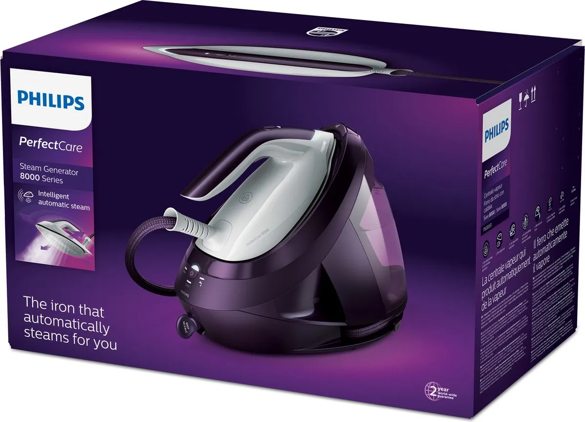 Philips PerfectCare 8000 PSG8050/30 Stoomgenerator - Paars/Wit - afbeelding 6 van 6
