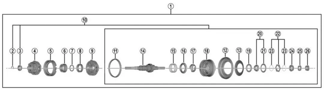 Shimano Nexus 7 SG-C3001-7R Versnellingsnaaf - 182mm - Grijs - afbeelding 2 van 6