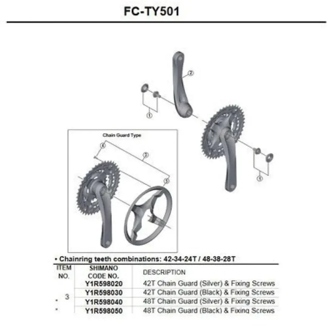 Shimano FC-TY501 Kettingkast - zwart