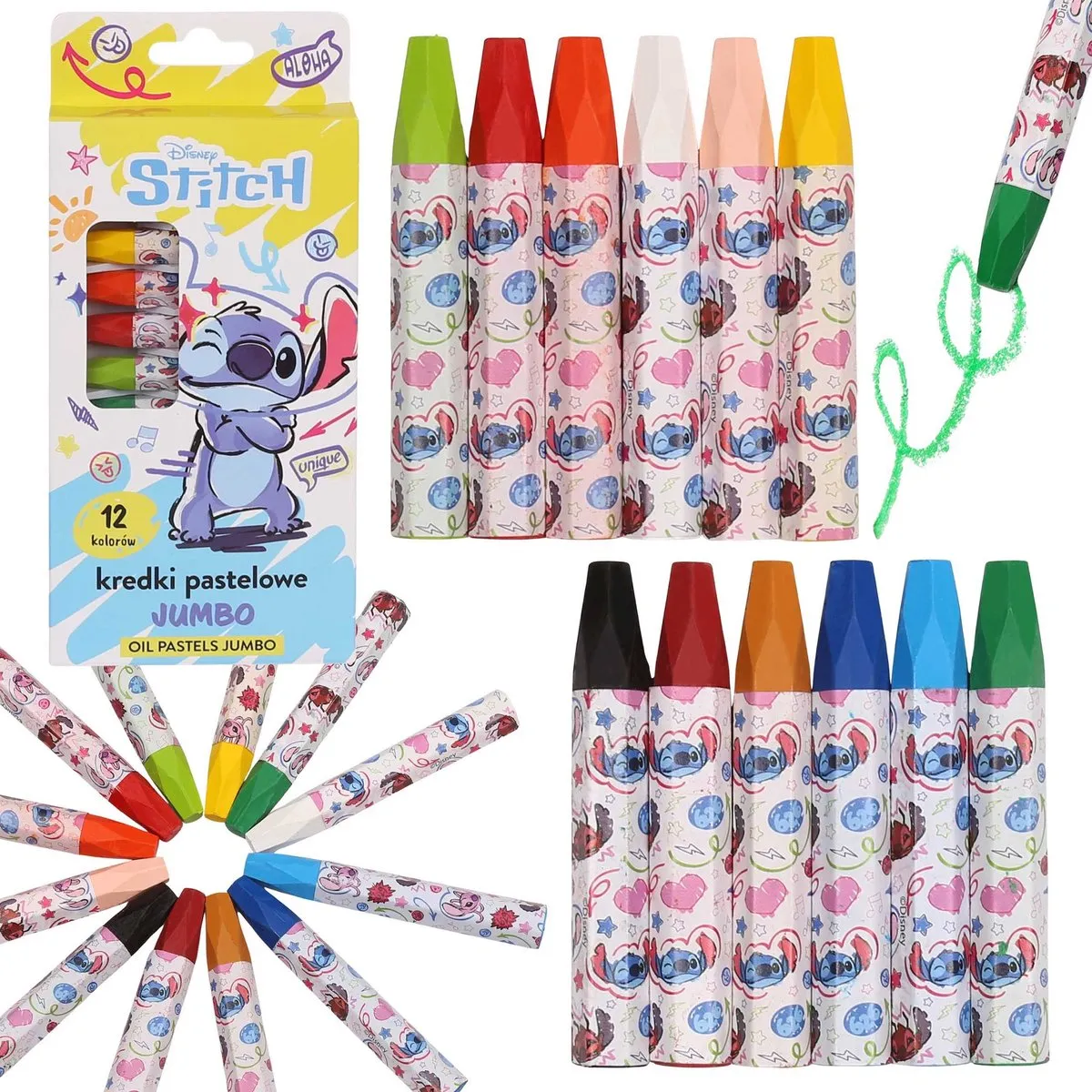 Disney Stitch Pastelkrijt 12 Kleuren