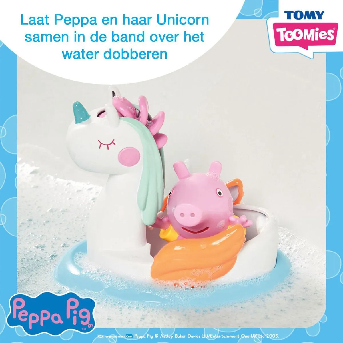 Tomy Peppa Pig Unicorn Waterpret Badspeelgoed - Wit/Blauw - afbeelding 6 van 6