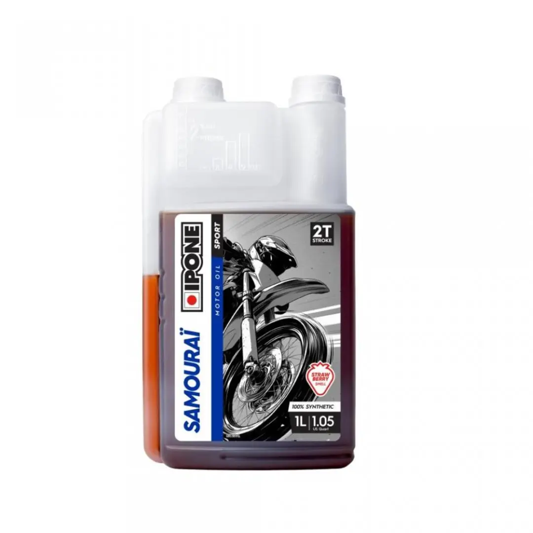 Huile 2T Ipone Samouraï fraise bidon doseur 1L pour moto cross mélange manuel