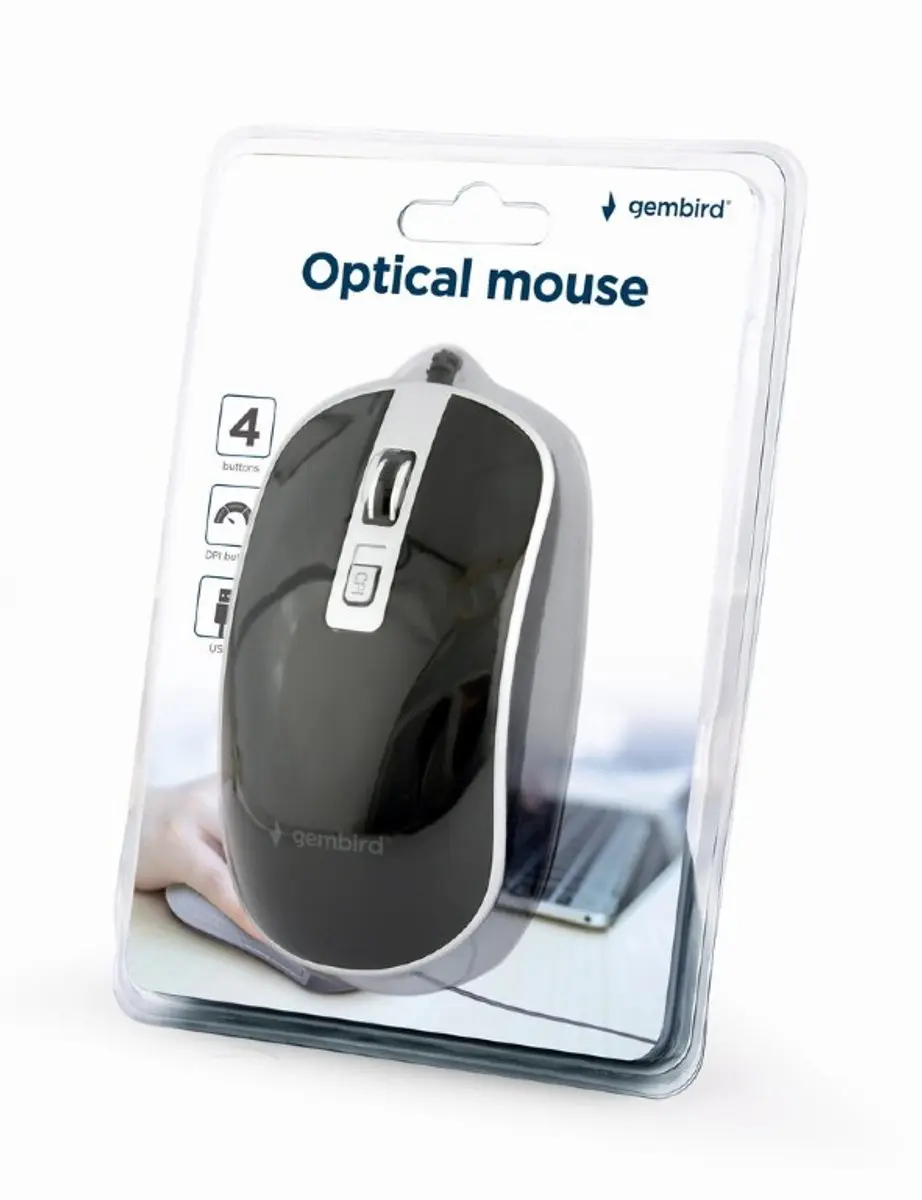 Gembird MUS-4B-06-BS Optische Muis - 4 Knoppen - Zwart/Zilver