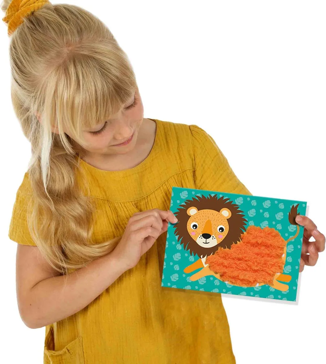 SES Creative Fluffy Dieren Borduren - 6 Stevige Kaarten