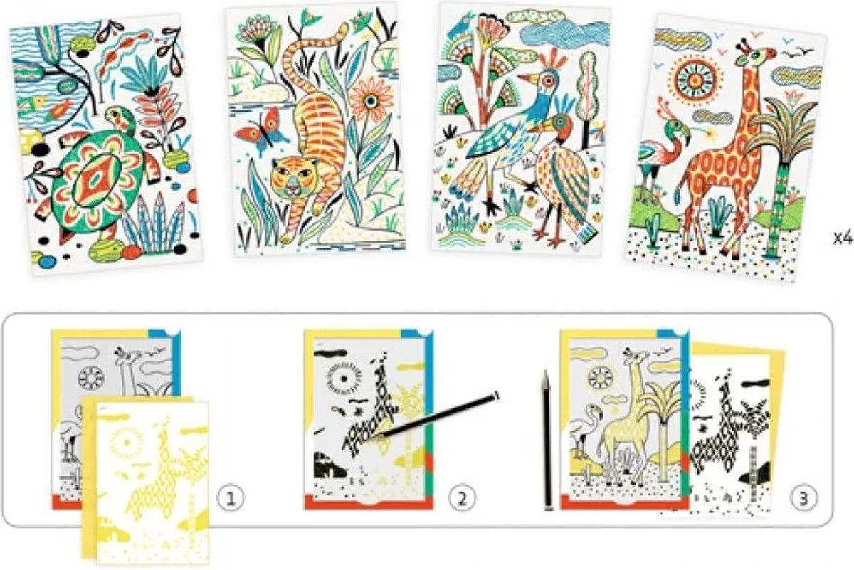 Djeco Fantasy Forest Kleuren met 3D-effect - 4 Stuks