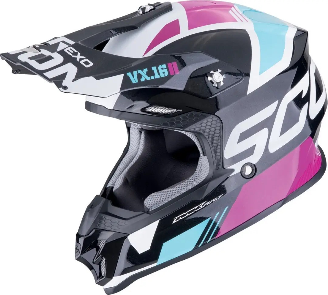 Scorpion VX-16 Evo Air Analog Zwart Roze Crosshelm