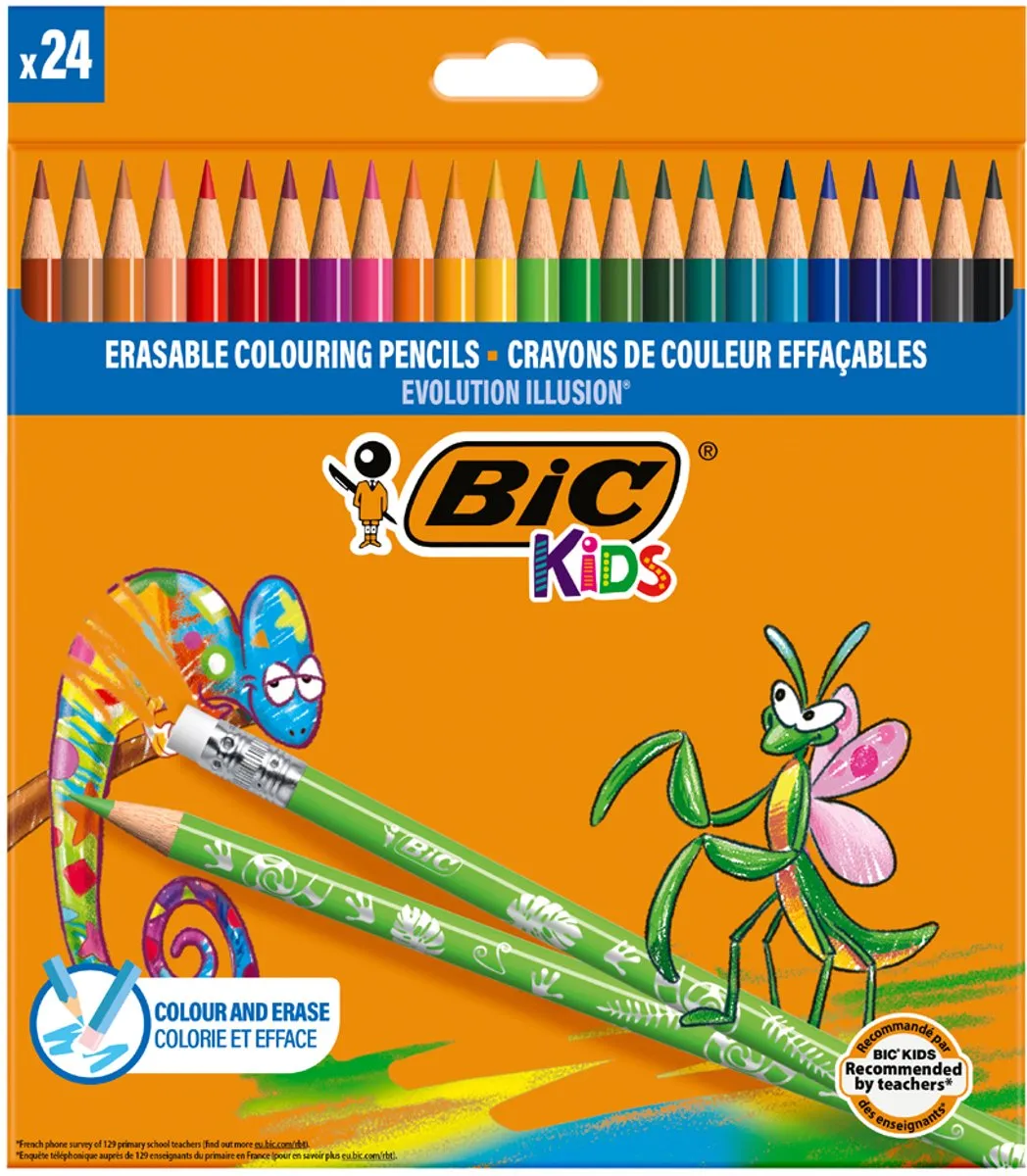 Bic Kids Evolution Illusion Uitwisbare Kleurpotloden - 12 Stuks - afbeelding 6 van 6