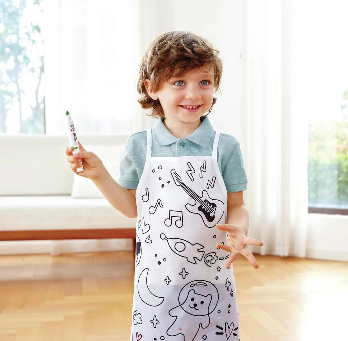 Hape Kleur Mij Kunstschort - 6 Stiften Wit