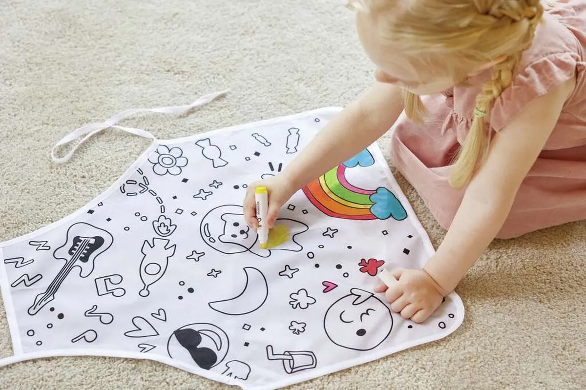 Hape Kleur Mij Kunstschort - 6 Stiften Wit