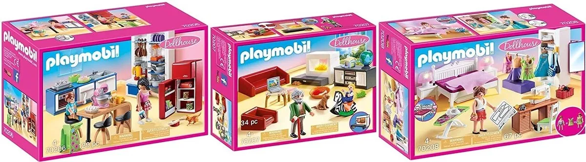 Playmobil 3-delige Poppenhuis Set 70206/70207/70208