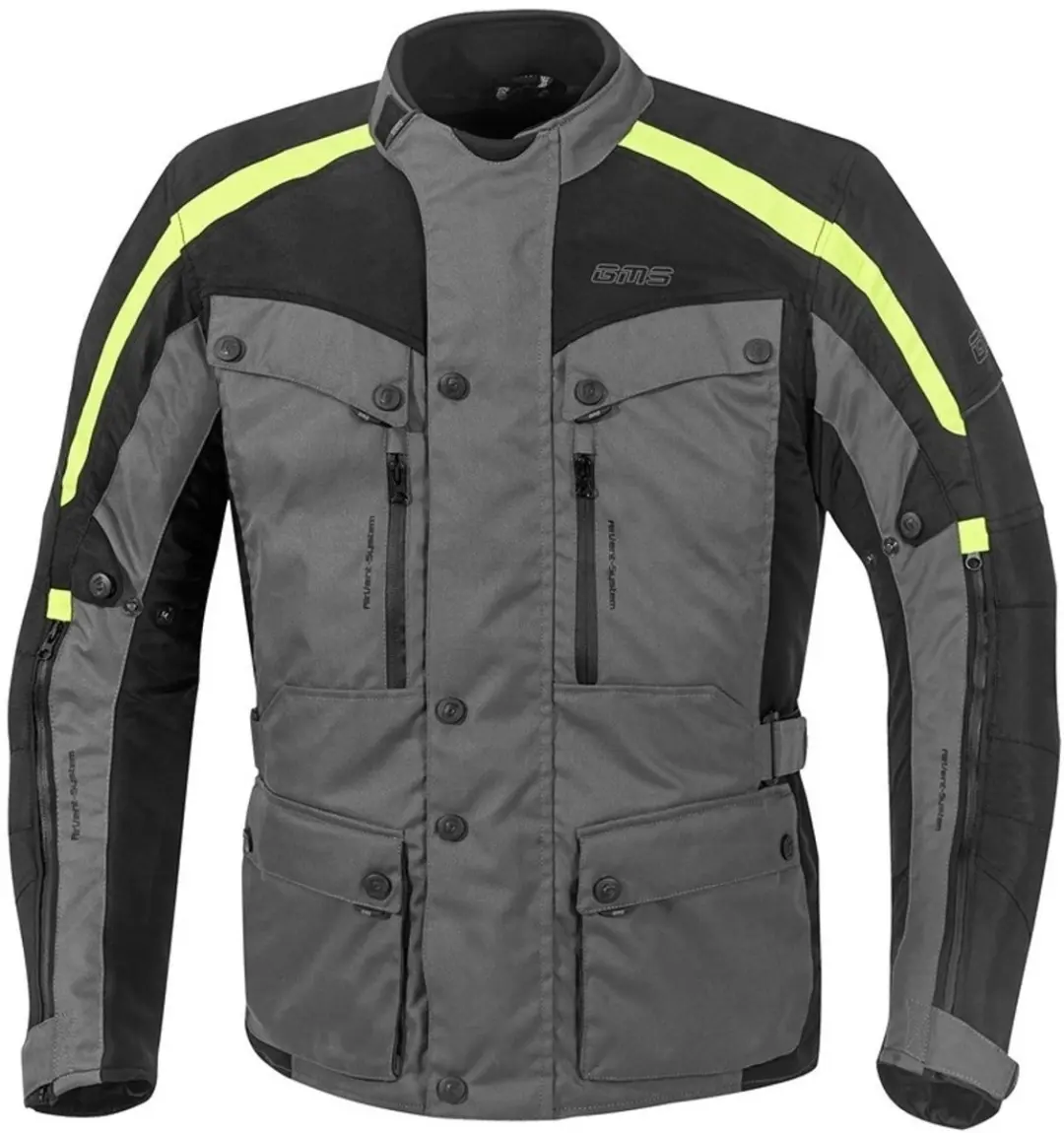 gms Temper Grijs Zwart Geel Textiele Motorjas