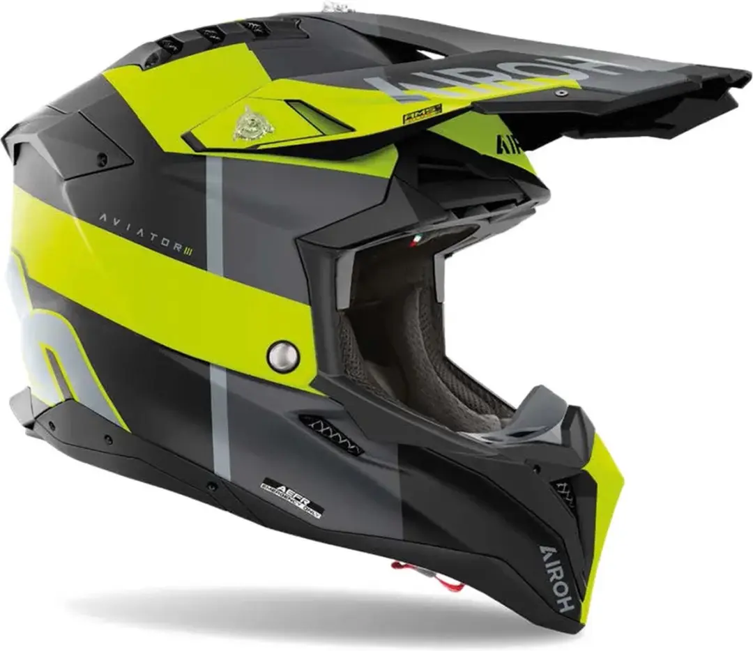Airoh Aviator 3 AMS² Helm - Monarch Grijs/Zwart/Fluo Geel