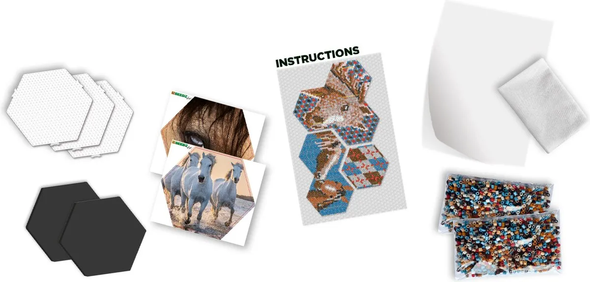 SES Creative Beedz Art Hex Tiles Paarden - 5000 Strijkkralen