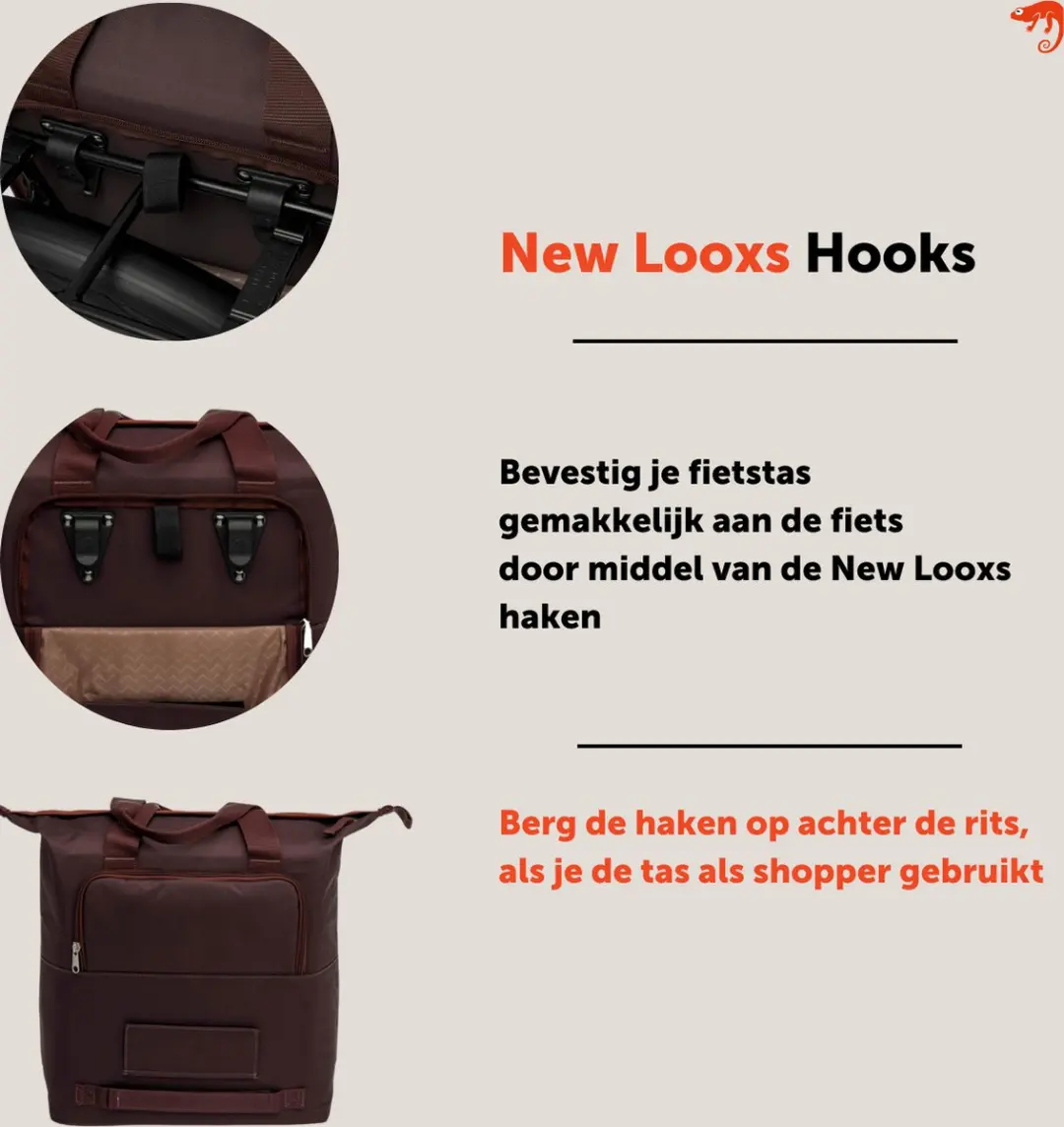 New Looxs Oslo Kota Fietstas - 24L - Burgundy/Rust - afbeelding 4 van 6