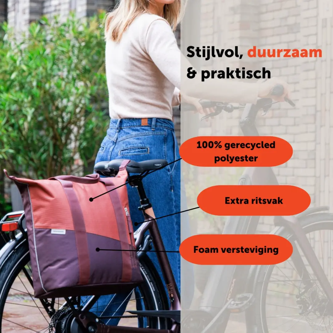 New Looxs Oslo Kota Fietstas - 24L - Burgundy/Rust - afbeelding 3 van 6