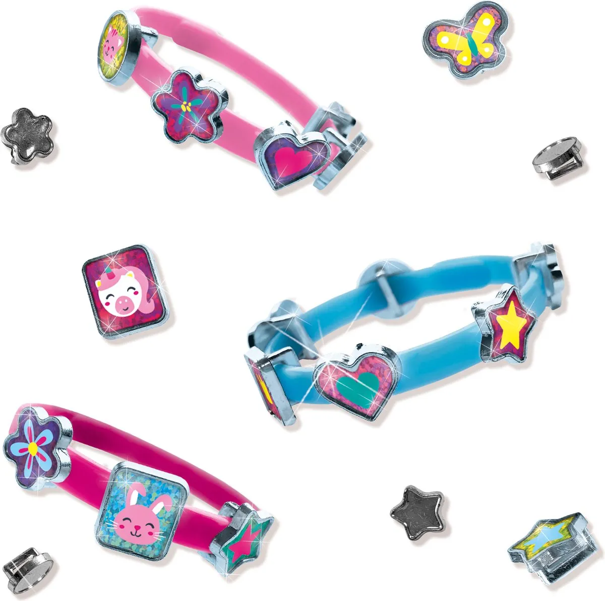 SES Creative Bedelarmbanden Knutselset - 3 Armbanden 18 Bedels Glitterstickers