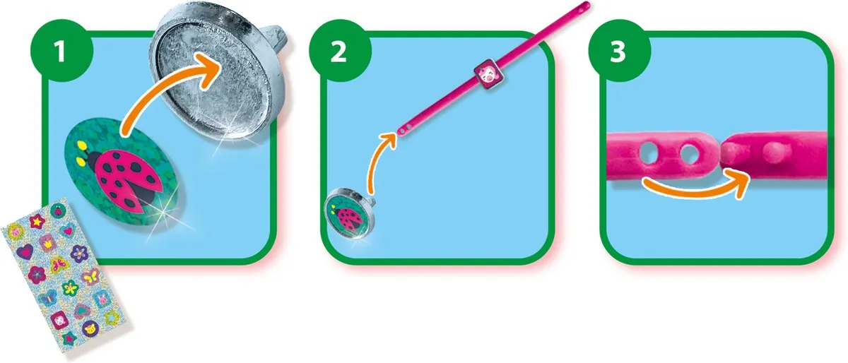 SES Creative Bedelarmbanden Knutselset - 3 Armbanden 18 Bedels Glitterstickers