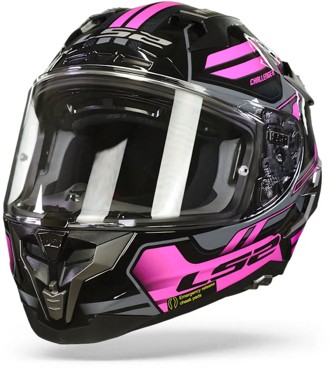 LS2 Helm Challenger Spin FF327 titanium / roze maat L