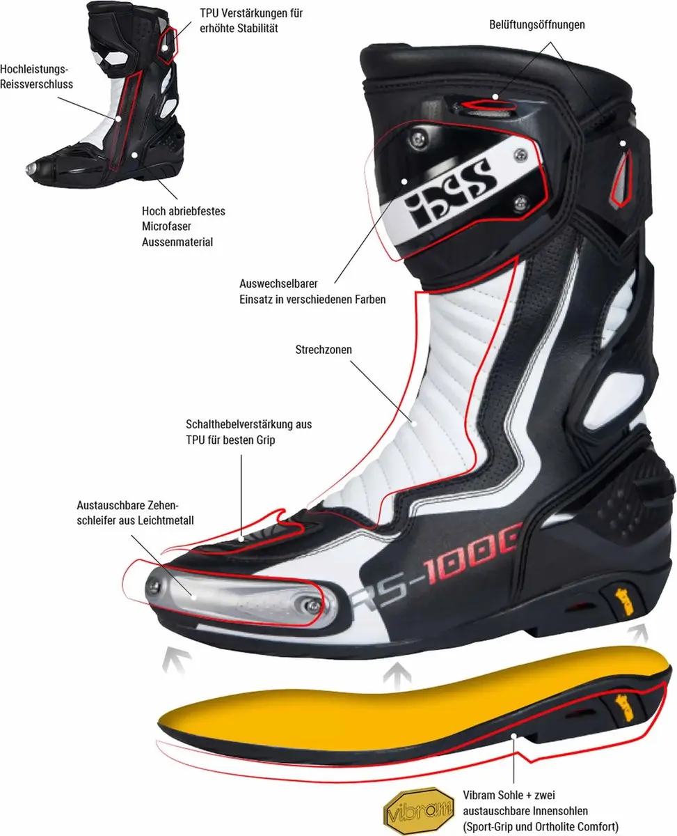 iXS RS-1000 Motorlaarzen - Zwart/Wit - afbeelding 3 van 6