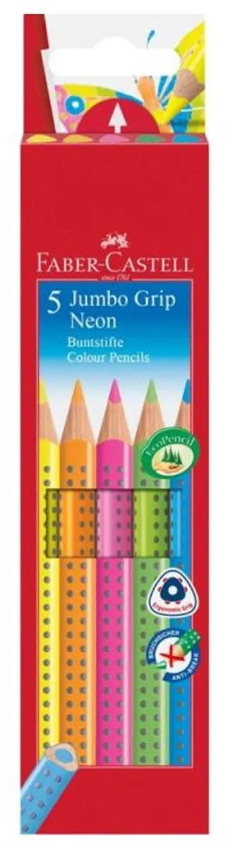 Faber-Castell Jumbo Grip Kleurpotloden 5 Stuks - 15 Kleuren