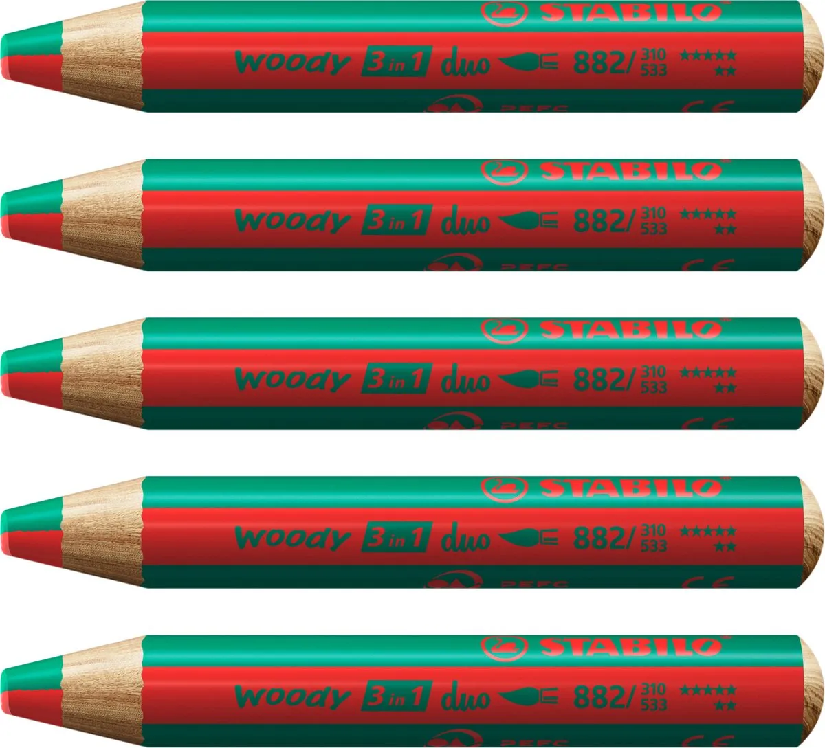 STABILO Woody 3-in-1 Duo Rood/Donkergroen