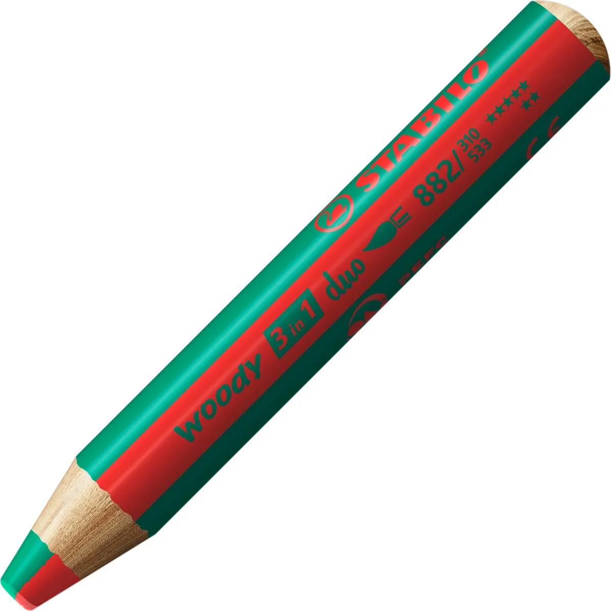 STABILO Woody 3-in-1 Duo Rood/Donkergroen - 5 Stuks