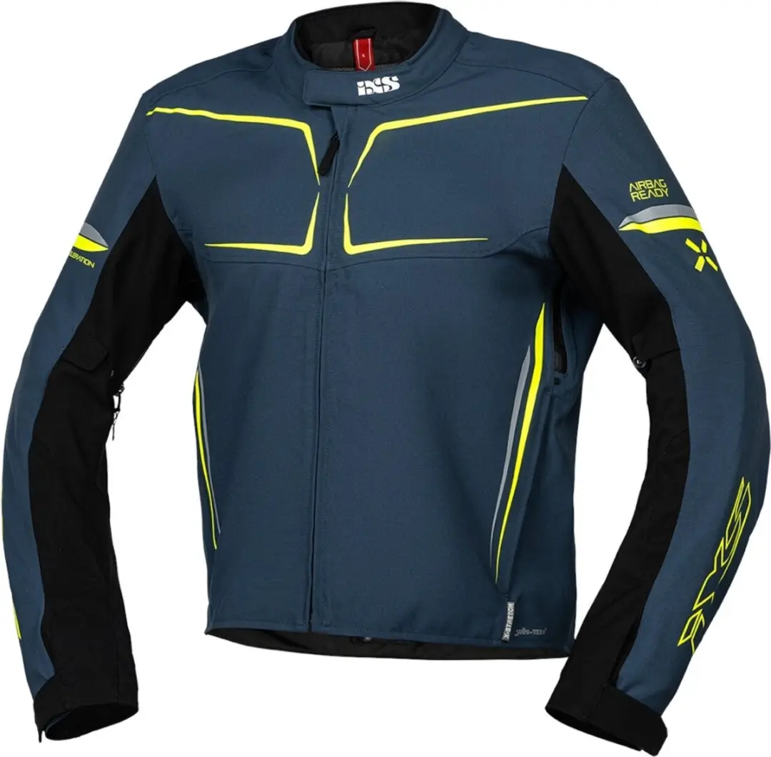 IXS TS-Pro ST+ Waterdichte Blauw Neon Geel Textiele Motorjas