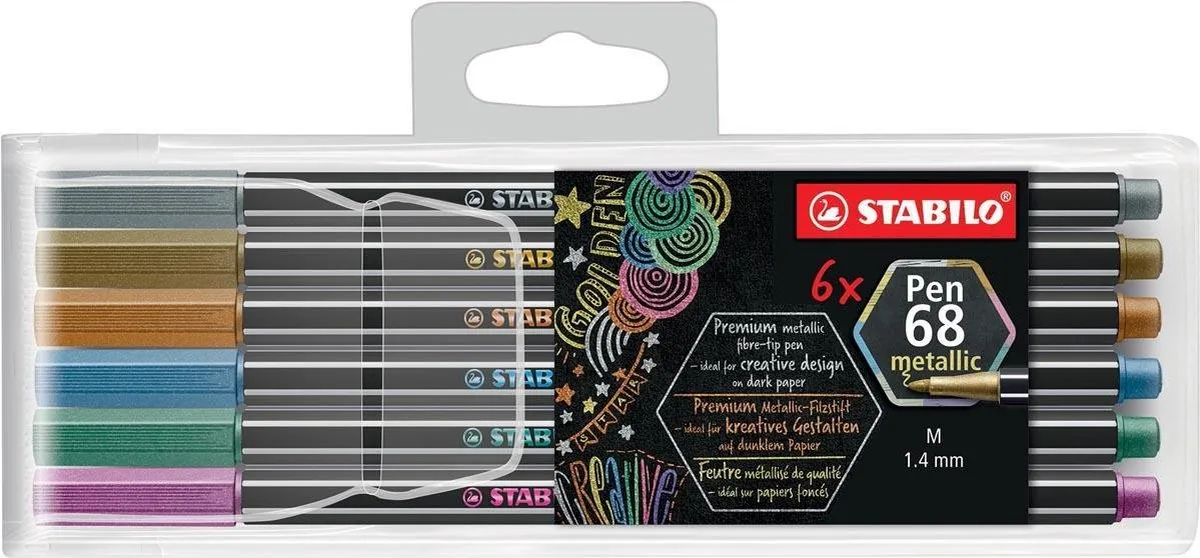 STABILO Pen 68 Metallic Viltstiften - 6 Stuks